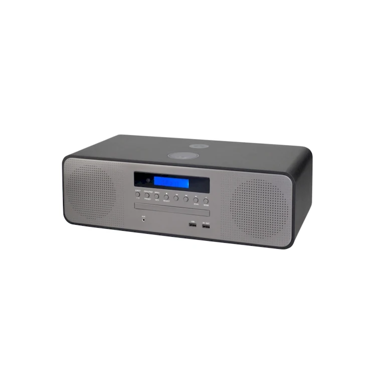 Manufacturer Direct Sale Cd Player DAB Wooden Material Micro System With Wireless Charger