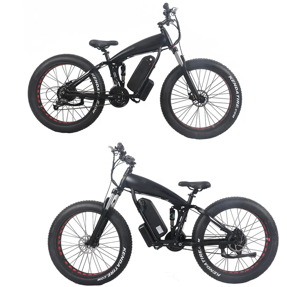 26 Inch 48V Fat Tire Electric Bicycle Vintage Full Suspension Electric Bike