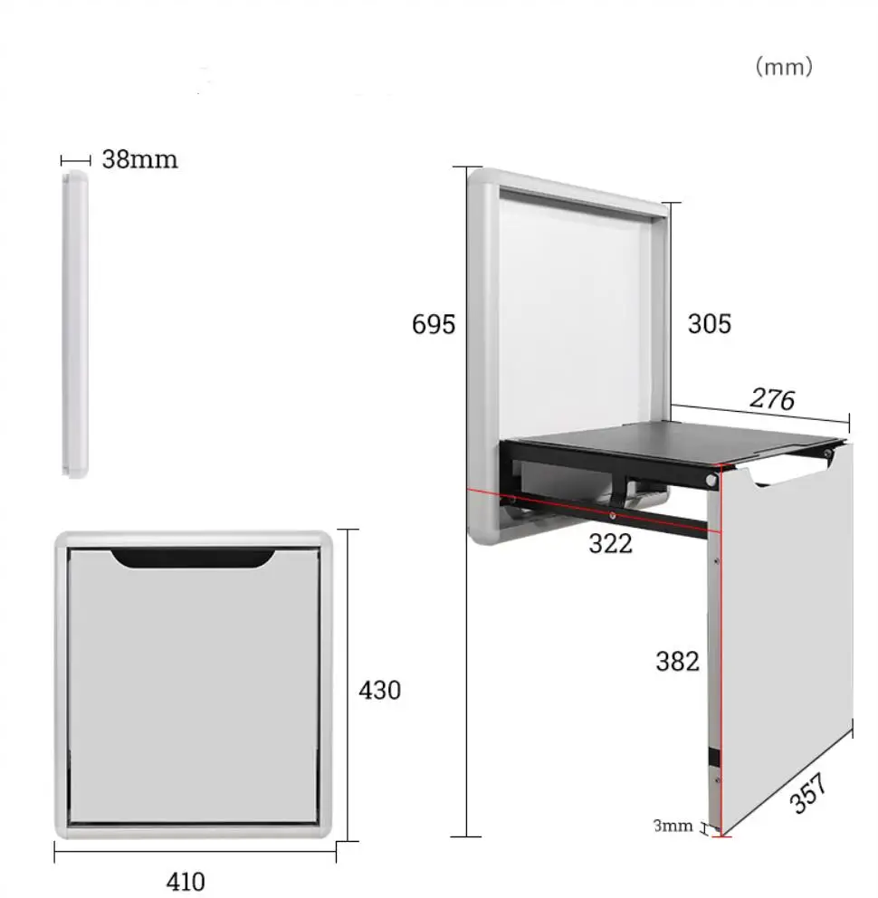 Zenewood Hidden Folding shoe bench ultra-thin chair wall hanging stool