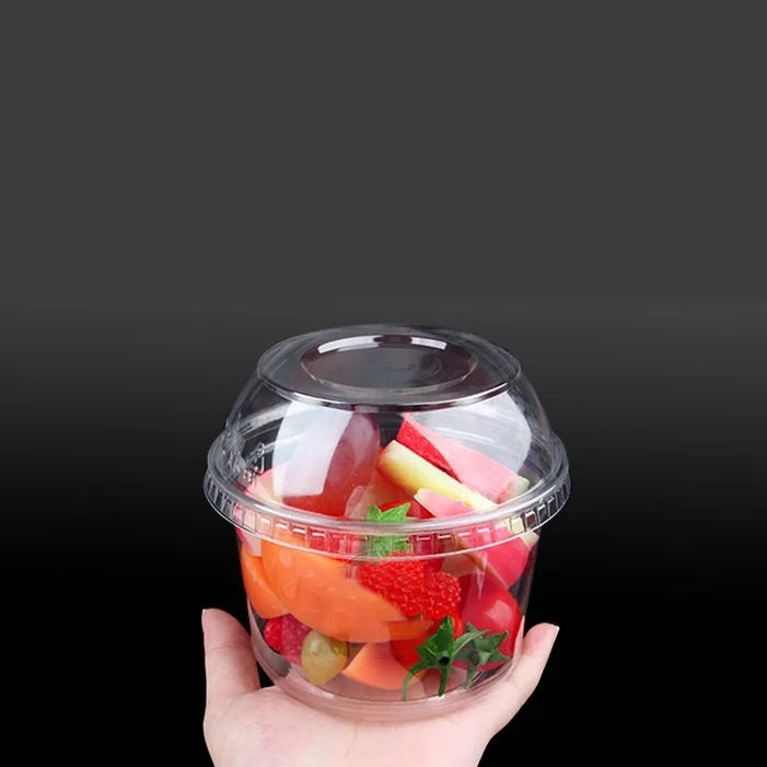 Takeout Plastic Salad Containers Disposable RPET/PET Food Box Transparent Blister Fruit Salad Packaging