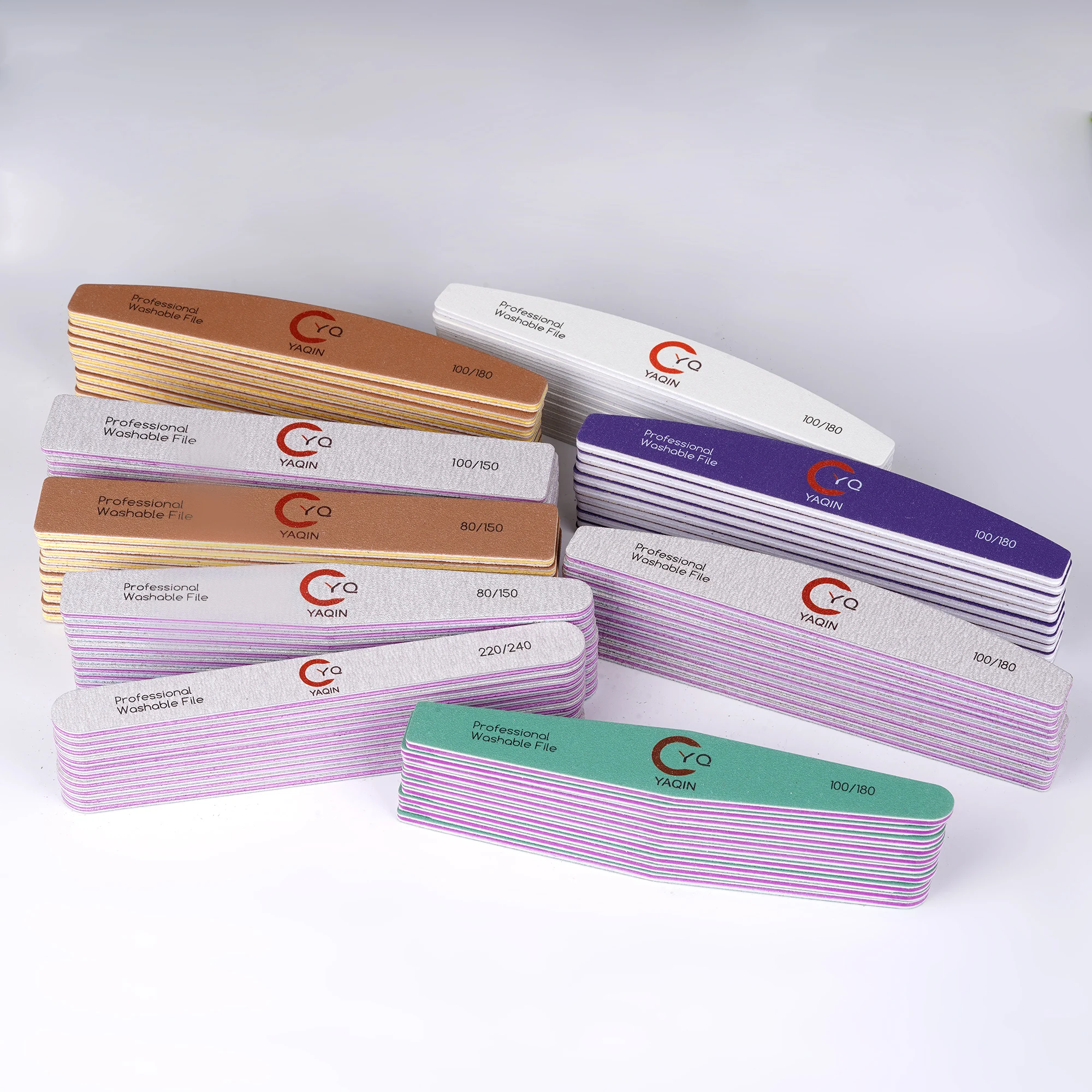 High End Double Side Custom Logo Emery Board Disposable Oval Washable Nail File 80 100 180 240 Japanese Zebra Nail Files