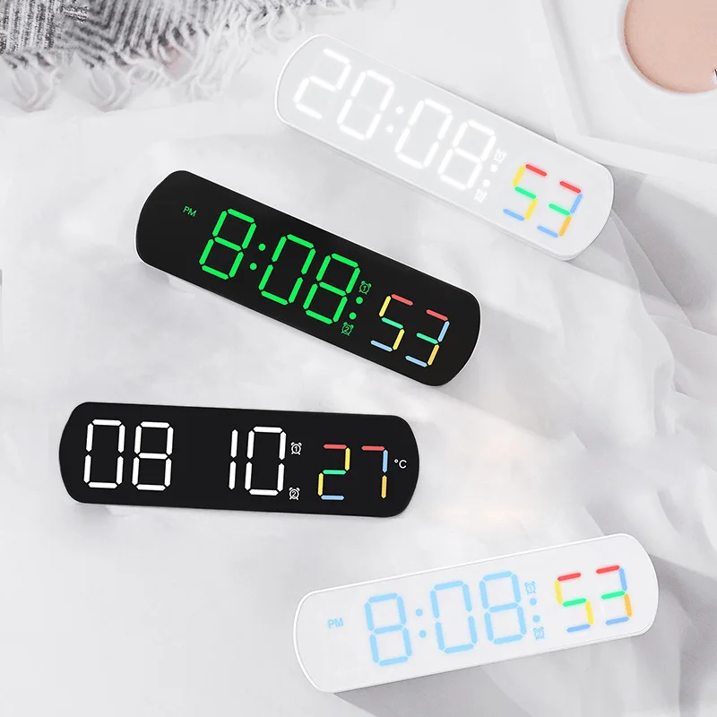 BSCI Factory New Custom Electric Timer Count Up Count Down Digital Color Alarm Snooze Voice Control  Table  LED Clock