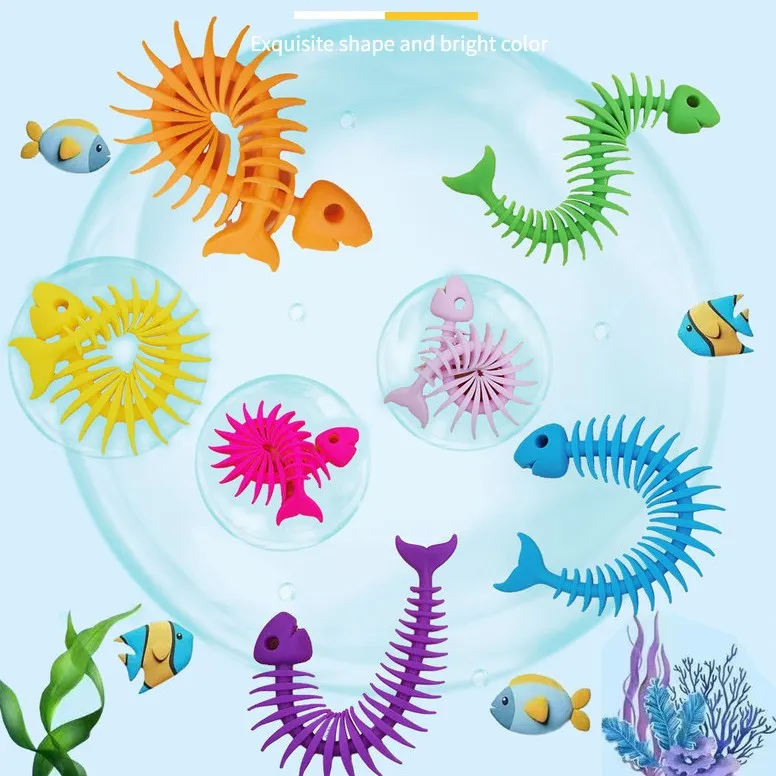 Wholesale Creative Soft Stretching Fish Bone Bracelet Fidget String Tricky Decompression Kids Toys