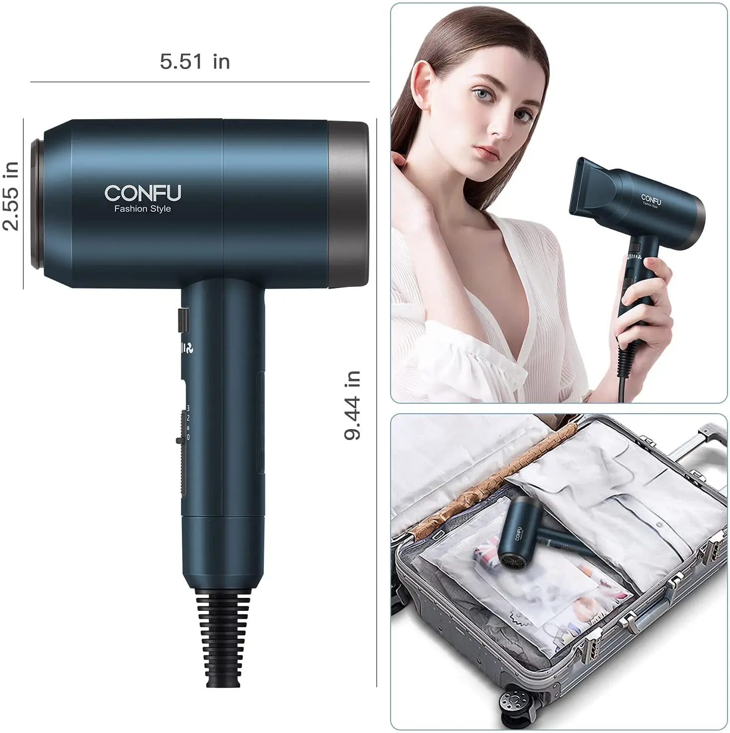 Salon DC Motor with Concentrator/Diffuser/Ionic Function Strong Wind Light Weight Hair dryer