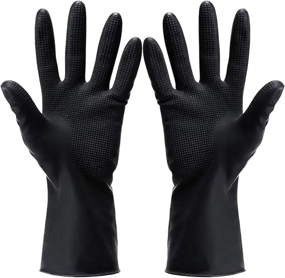 professional reusable spa beauty nail hair salon dye coloring black rubber latex gloves for beauty salon hair dye color