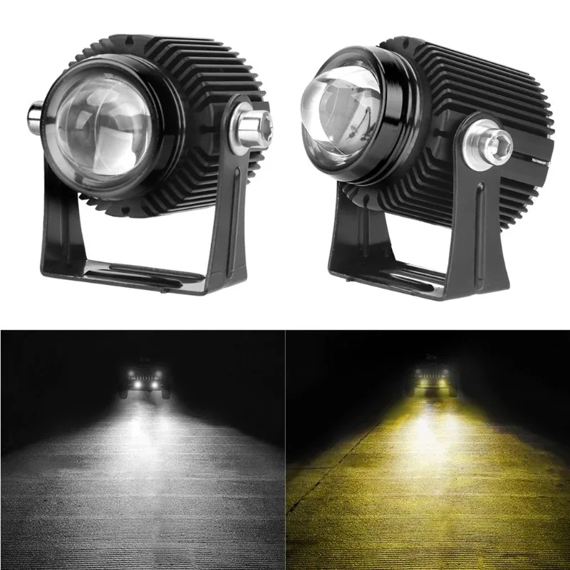 12V 15w Car SUV JEEP Truck ATV Scooter Motorcycle LED Aux Spotlight With White High Beam Amber Low Beam Light