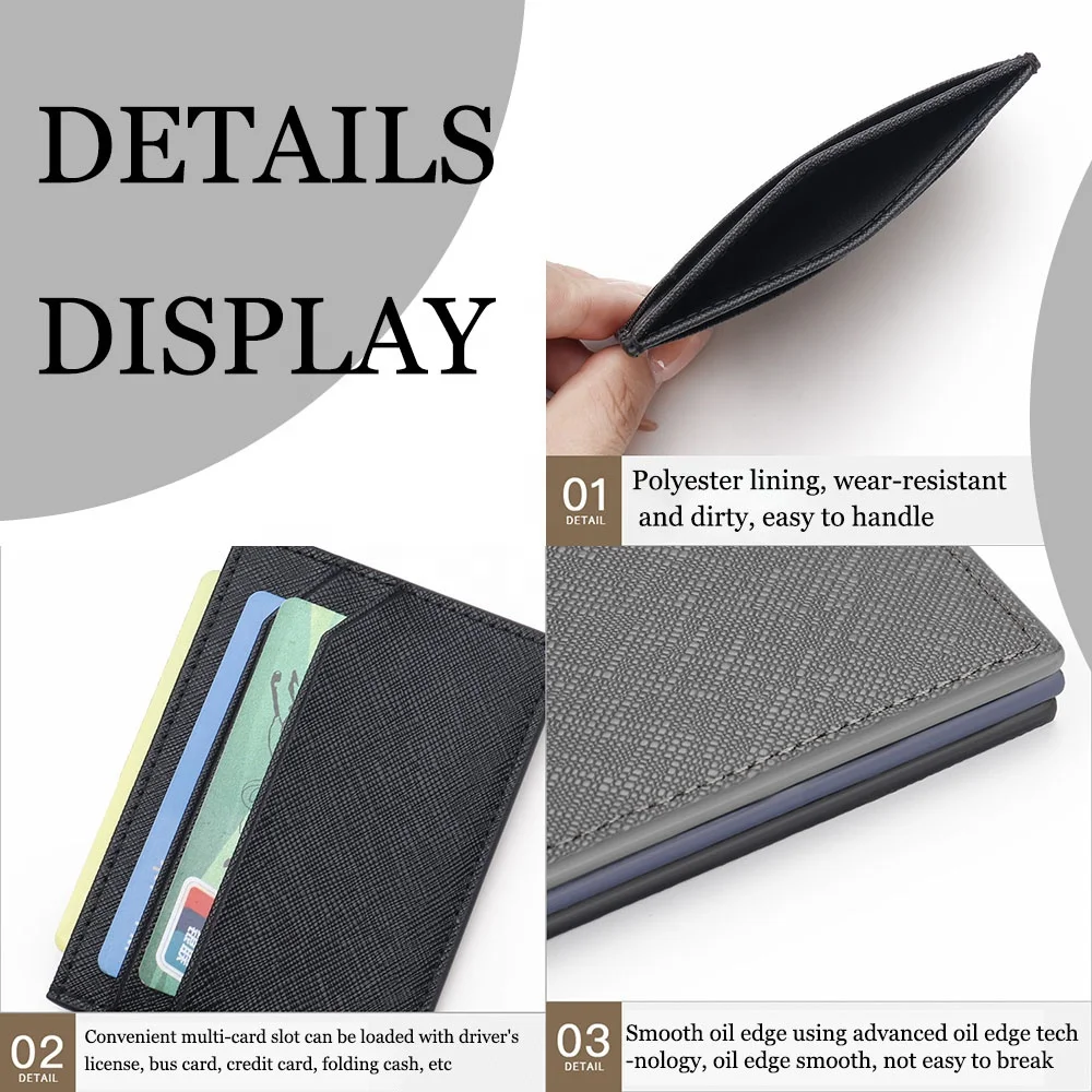 Customized Slim Double Sided Business Name Badge Leather Popular Wallet Card Credit Passport Holder