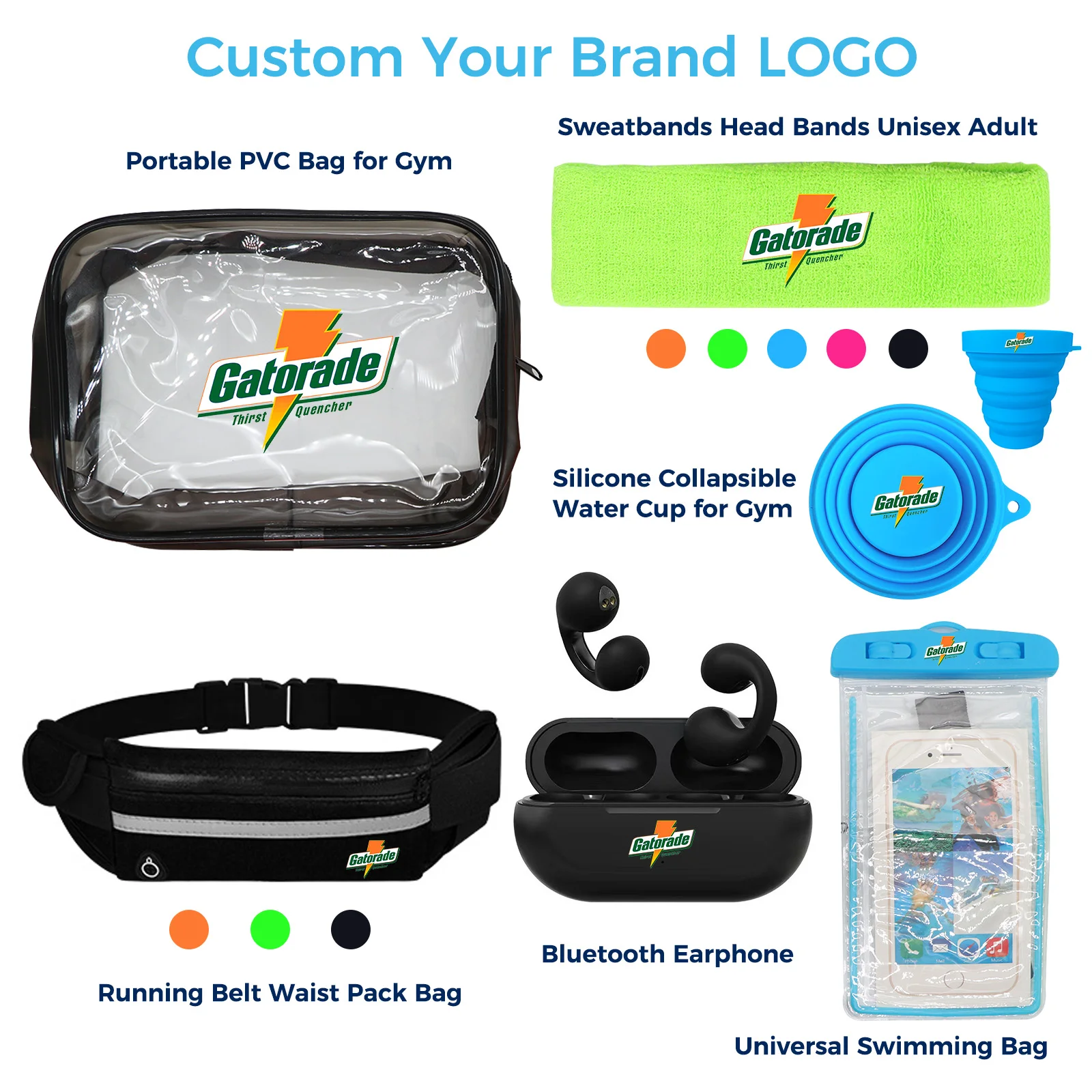 Gift Ideas Custom logo 5 In 1 Gym Sports Fitness Sets Foldable Cup Bluetooth Earphones Sports Headband Women Men Sports Gift Set