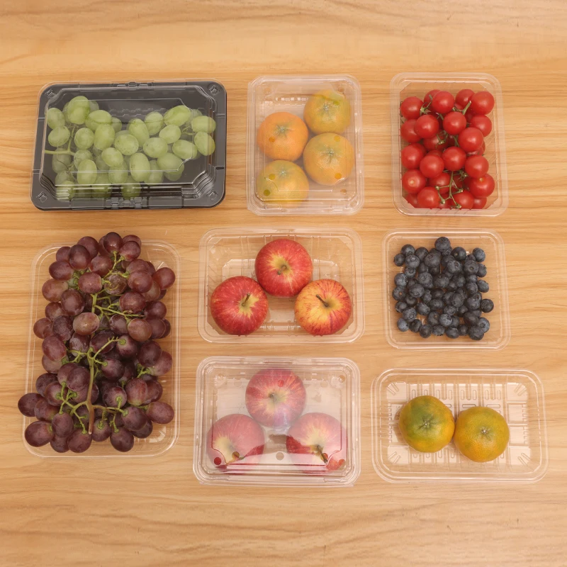 Wholesale transparent disposable fruit box food grade PET vegetable packaging box