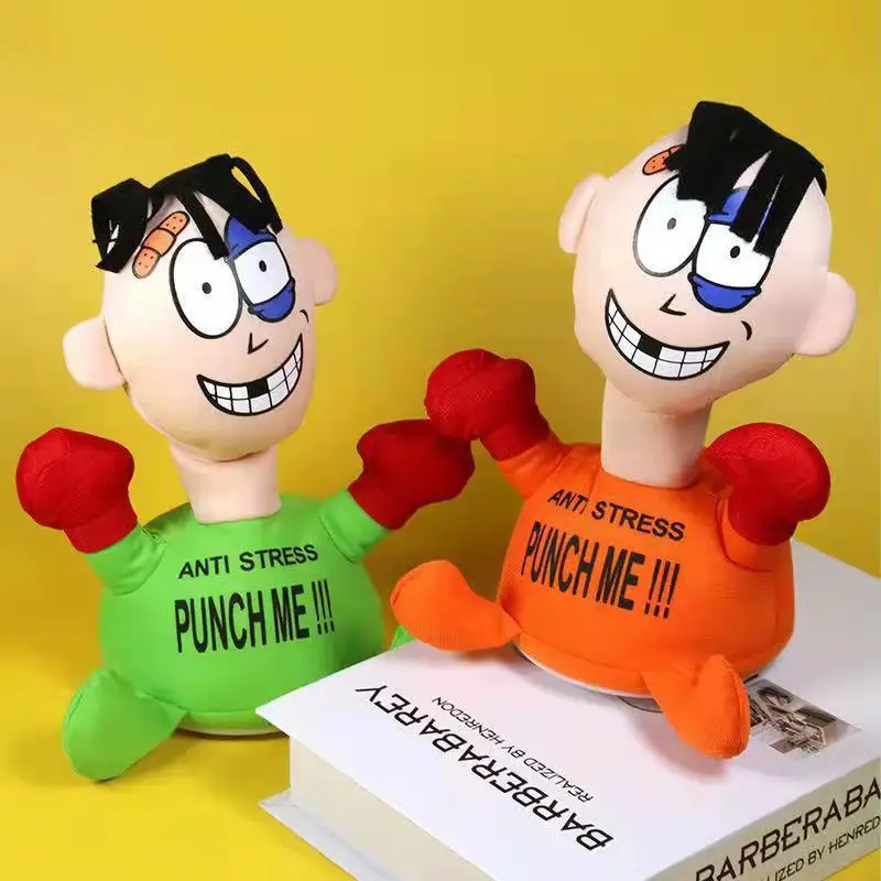 Punch Me Plush Toys The Beaten Villain Toy Cartoon Screams Electric Plush Toy Venting Doll Children Kids Boys Girls Funny Gifts