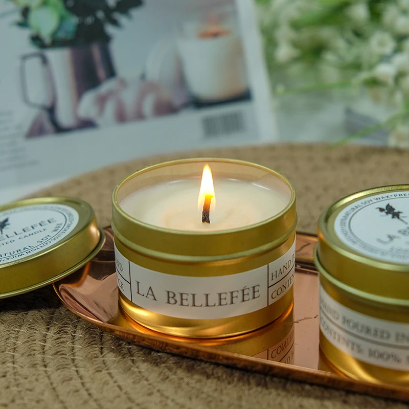 
Custom Decor Organic Aromatherapy Soy Candle Private Label Tin Scented Candle for Gift Set 