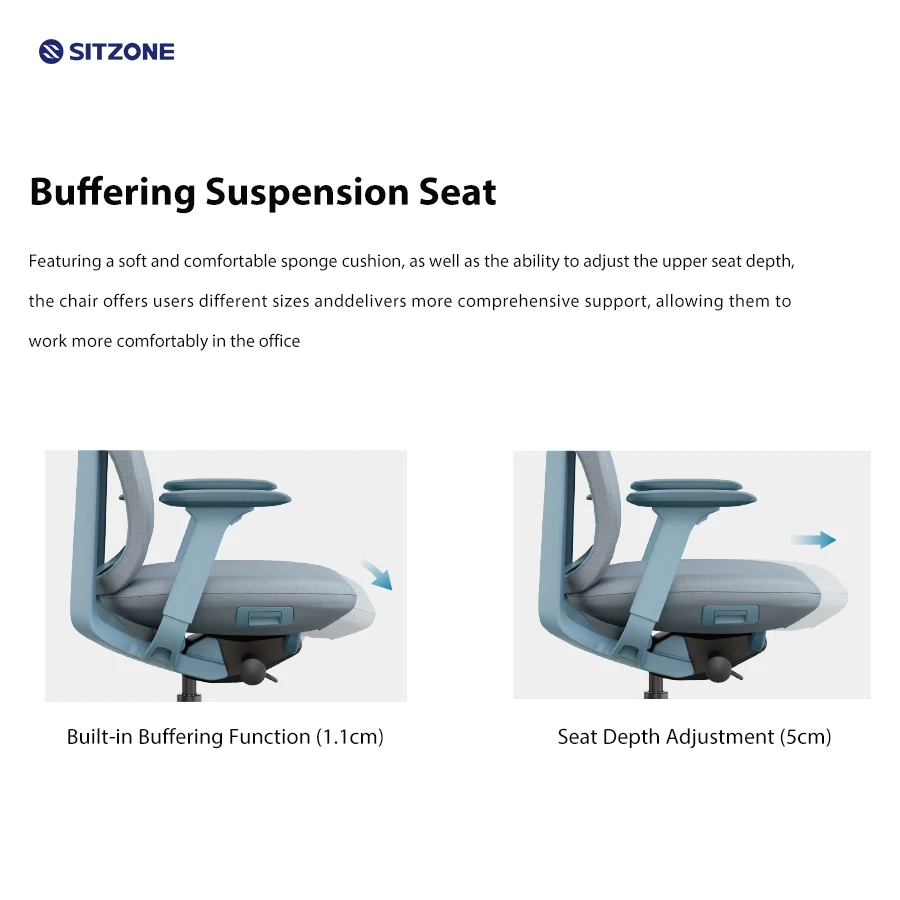 Sitzone High Back Adjustable High Back Mesh Office Furniture Ergonomic Chair Office Executive Design Swivel Chair