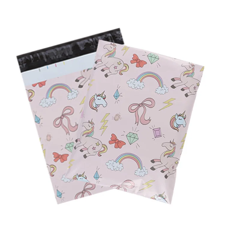 customized logo designs eco-friendly colorful pattern polymailer envelopes postal ldpe plastic packaging poly postage bags