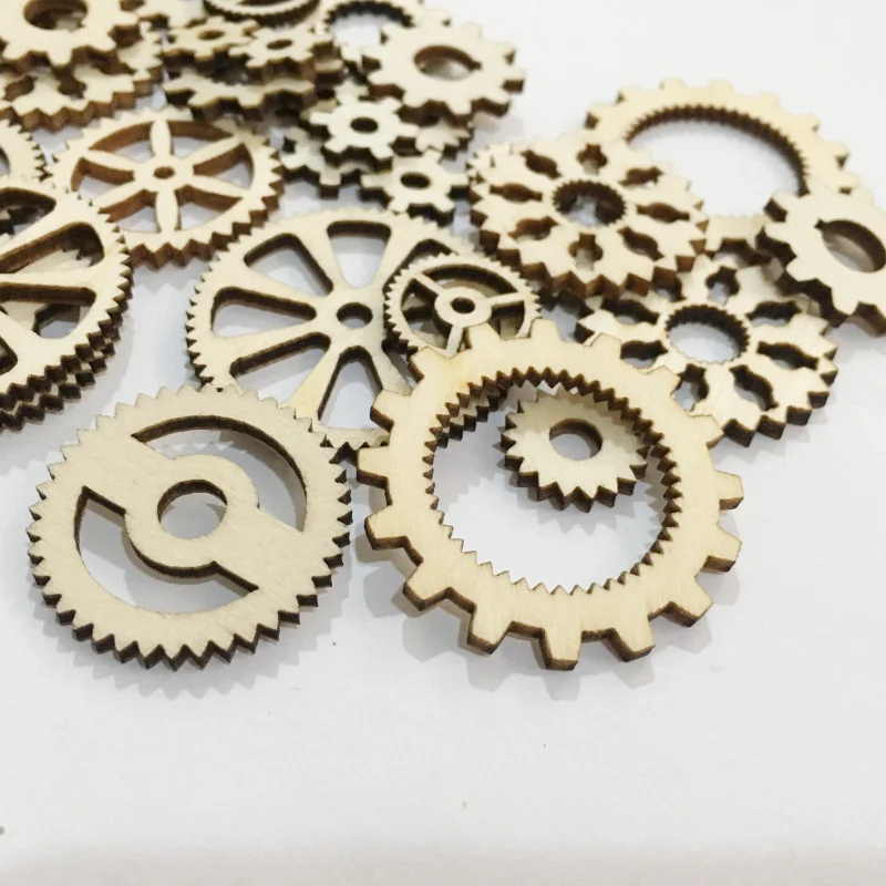 Cartoon wooden gear wood pieces DIY hand-drawn kindergarten puzzle toys