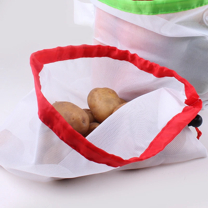 Potato Mesh Bag 2021 Wholesale New Type Recycled Polyester Eco Friendly Screen Printing Drawstring Household Pp Rope Home Bird