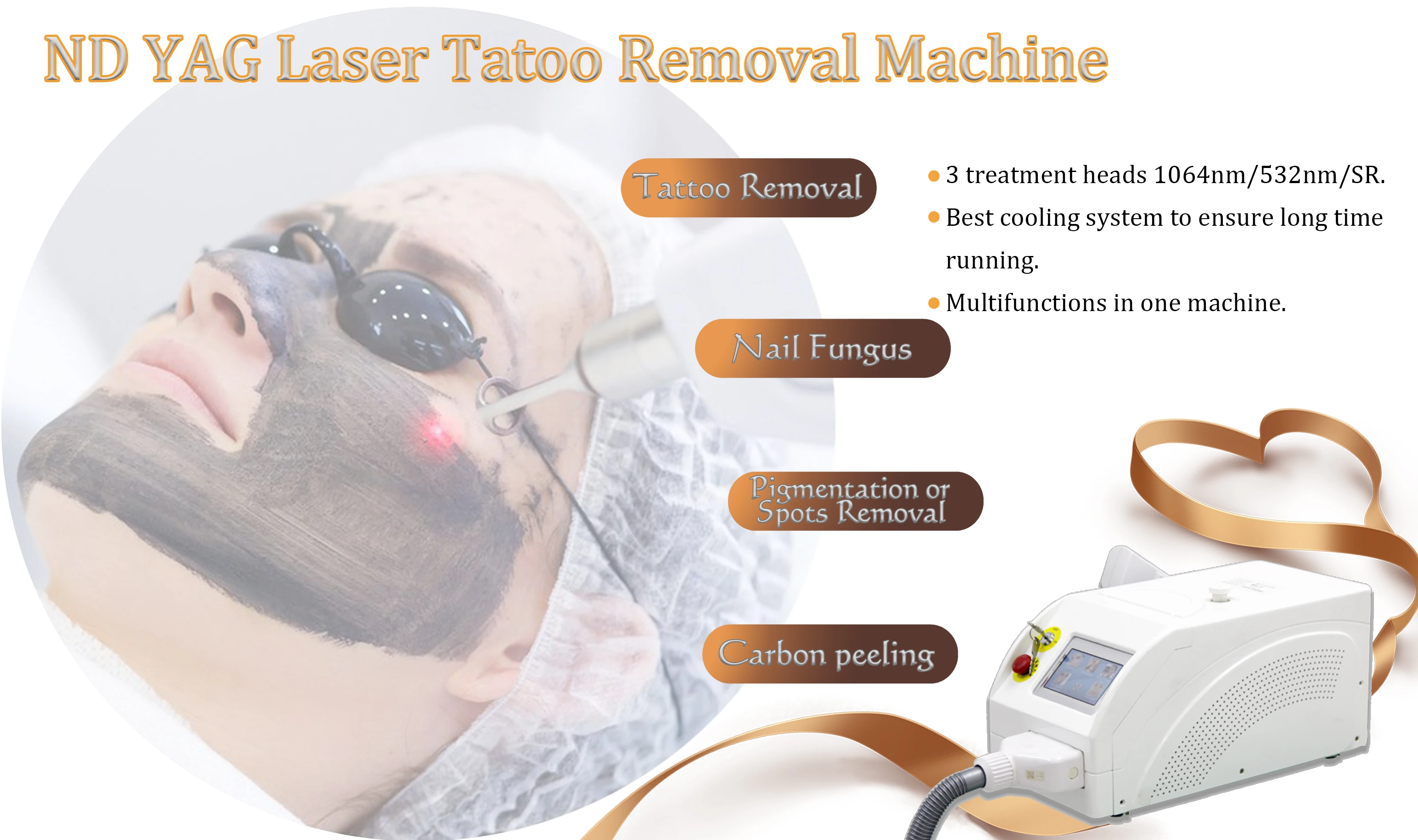 Profession Nd Yag Tattoo Removal Non Invasive Eyebrow Washing Freckle Carbon Doll 1064 532nm Nd Yag Laser Tattoo Removal Machine