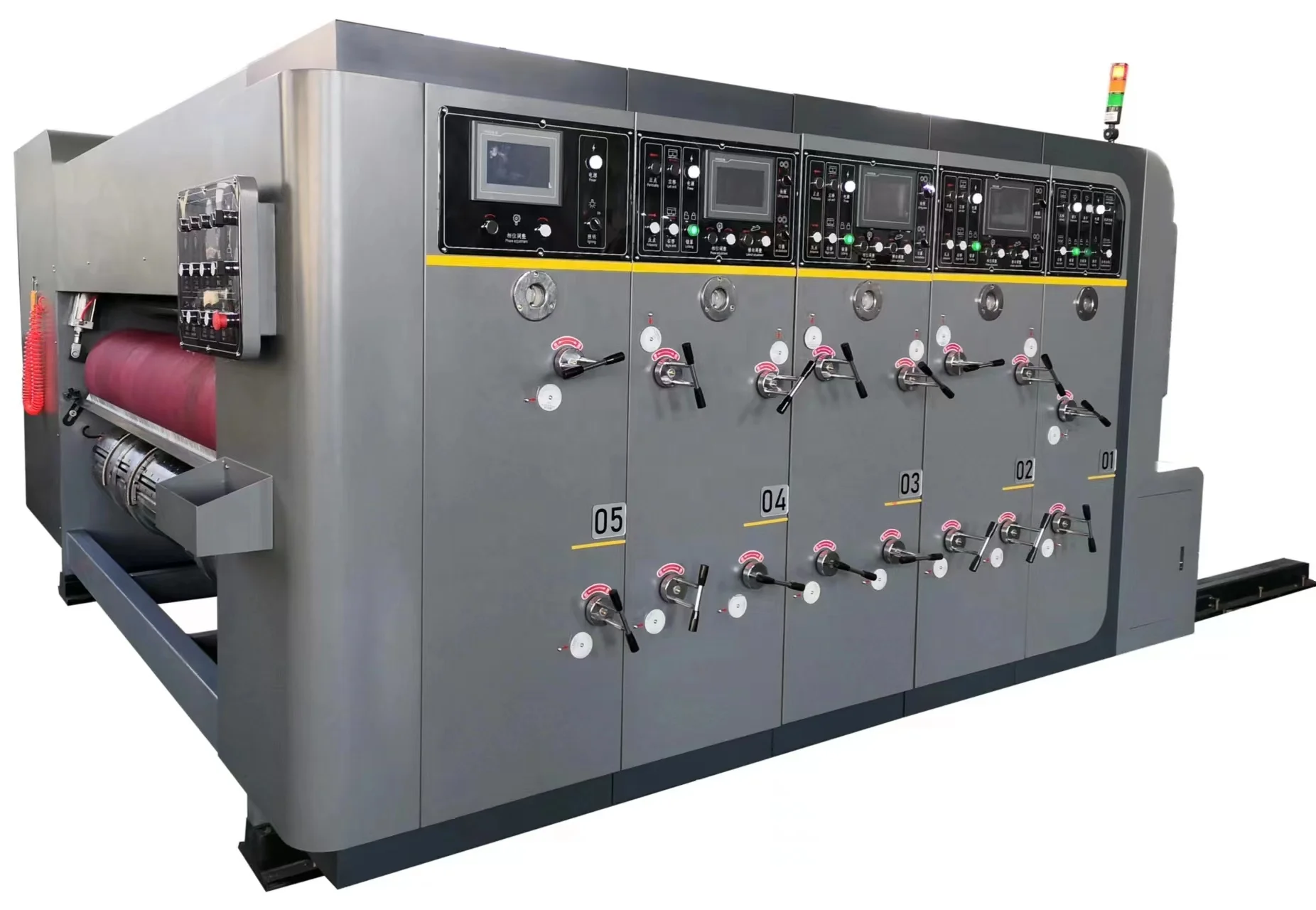 Ouguan Supplier Lead Edge Feeding 4 Color Printer Slotter Die Cut Machine For Corrugated Carton