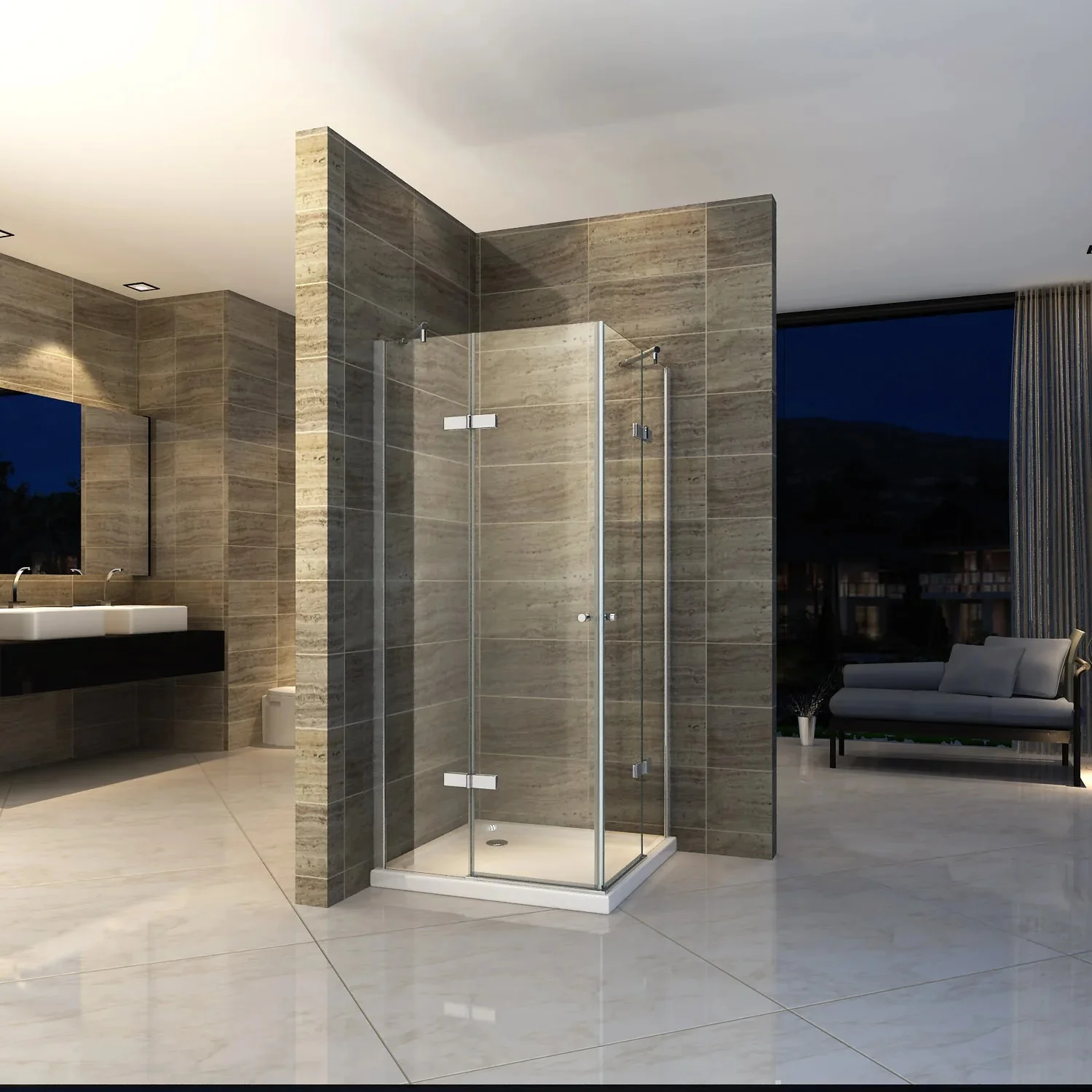 Jenbely Hot Selling High Quality Portable Bathroom Folding Glass Shower Door Shower Enclosure