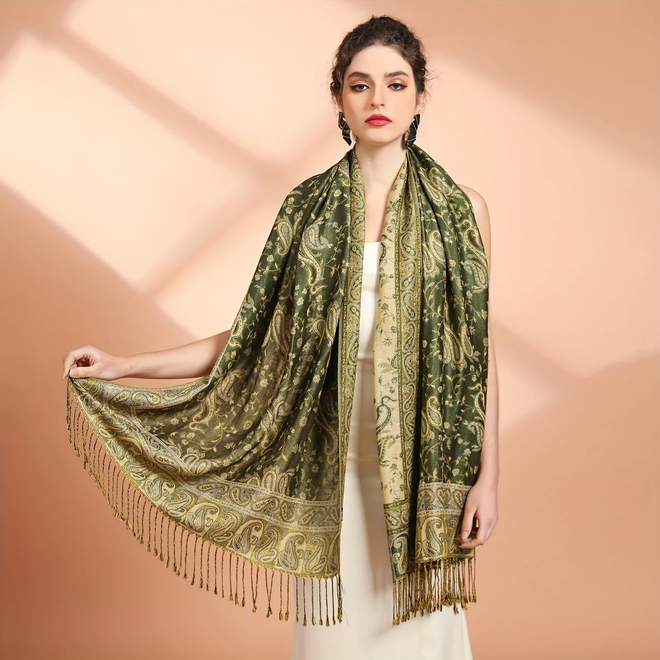 26 Colors Fashionable Rust Red Silky Paisley Pashmina Shawl Scarf Shiny Jacquard Pashmina Scarves Hijab for women