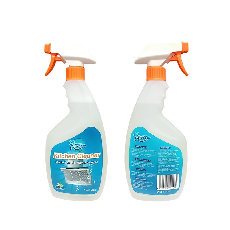 Factory Wholesale Remove Stain Heavy Oil Stain Transparent Bottle Packaging Kitchen Cleaner Products Kitchen Oil Cleaner