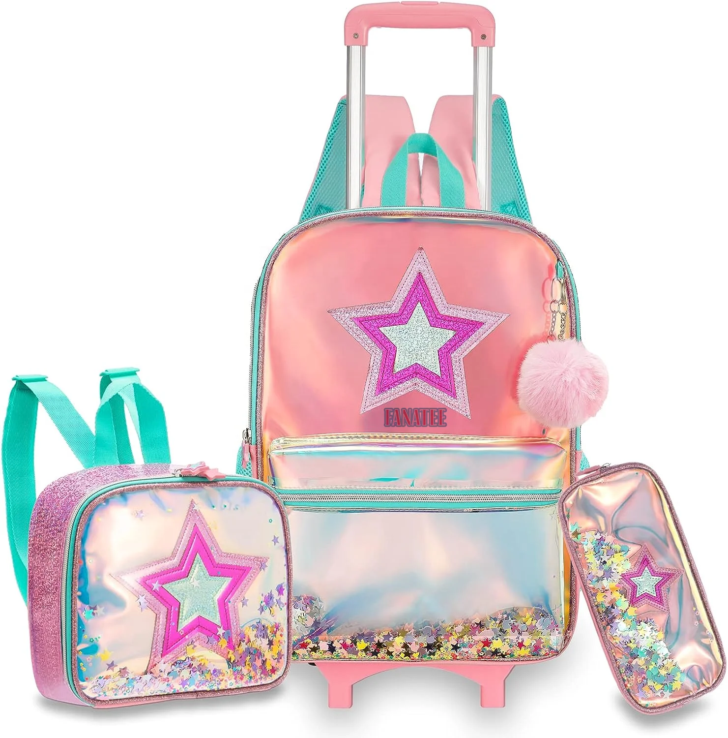 Kids Trolley Wheeled Backpack Set Children Backpack with Wheels Trolley School Bag School Rolling Backpack Bag For Girl Boy