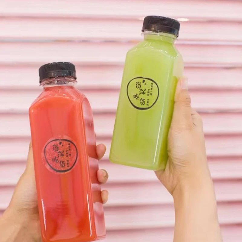 2oz 4oz 8oz 12oz 16oz 32oz plastic PET bottle square juice bottle beverage bottle