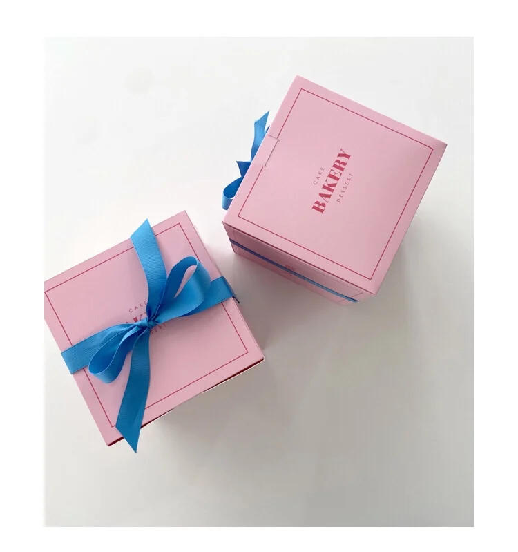 Color Aesthetics Pink Luxury Cake Mousse 5 Inch Cake Packaging Custom Printed Basque Cake Cheesecake Box