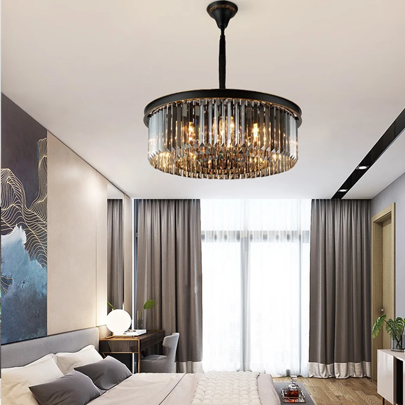 Luxury Style European Simple Design Crystal Pendant Lamp Round and Square Shape Hanging Crystal Ceiling Chandelier