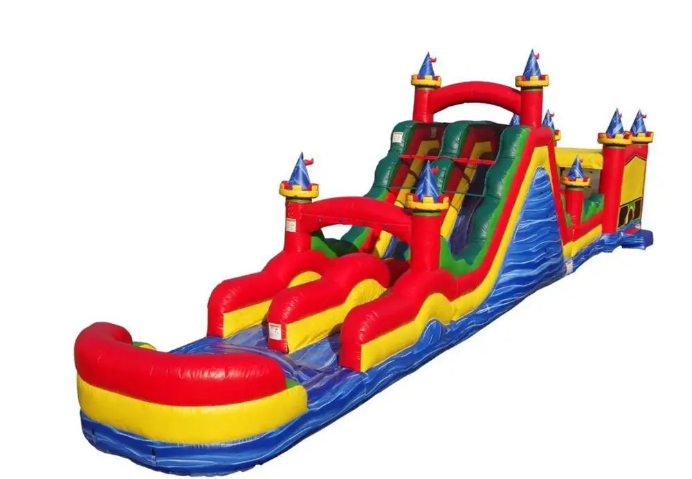 
Factory price Hot sale 75 ft Circus obstacle with Dual lane roller coaster slide obstacle course for kids 