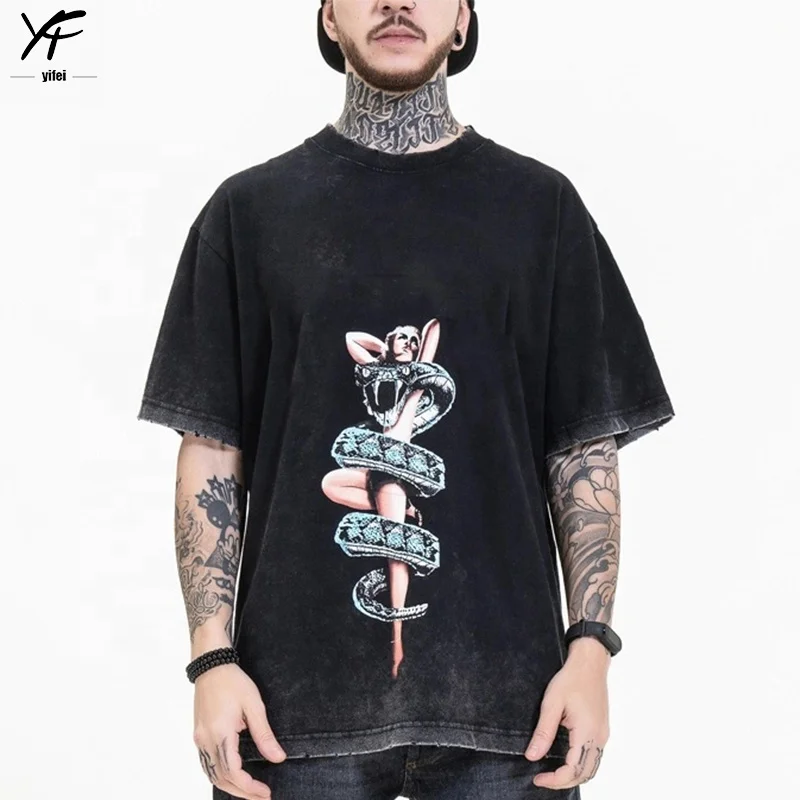 Мужская винтажная футболка из чистого хлопка с коротким рукавом