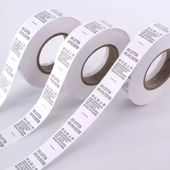 OEM/ODM тканая хлопчатобумажная полиэфирная ткань с пользовательским логотипом печать штрих-кодов стиральная этикетка для детской одежды