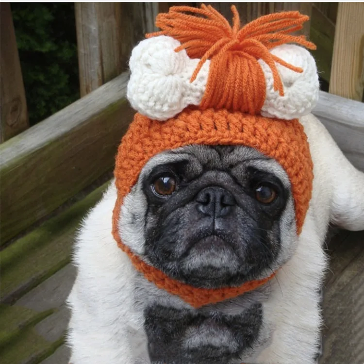 Mini pet hat Funky look custom label logo hat hand-woven knitted beanie pet dog accessory dog bonnet mini hat for pet