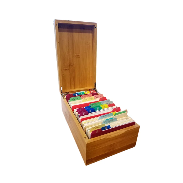 Business Card Box Desktop Card File Note Holders Rolodex Custom Wood Index Card Organizer