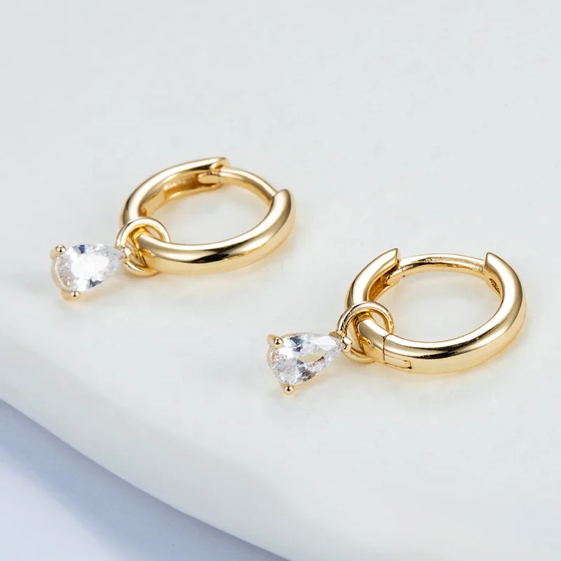 Charm 18k Позолоченные 925 стерлингового серебра ювелирные изделия huggie женские Циркон Простой маленький серьги в виде колец