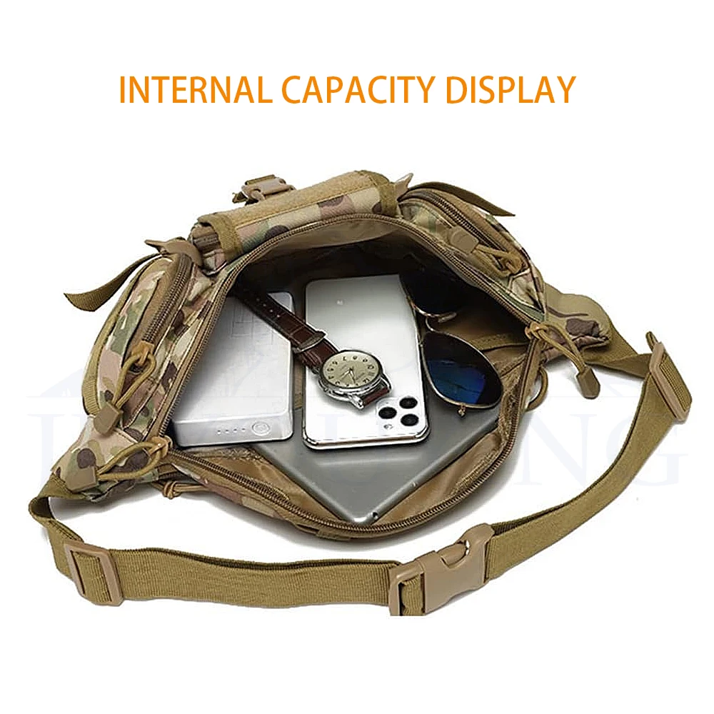 Outdoor Riding Waterproof Fanny Pack Camouflage Multifunctional Tactical Fanny Pack for Men Hiking Fanny Pack Chest Bag