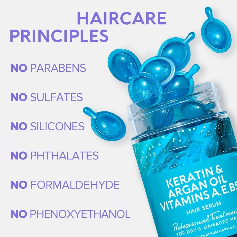 OEM Brand Wholesale Smoothing Moisturizing Repairing Hair Oil Capsule Natural Hair Care Vitamin Oil Serum Capsule