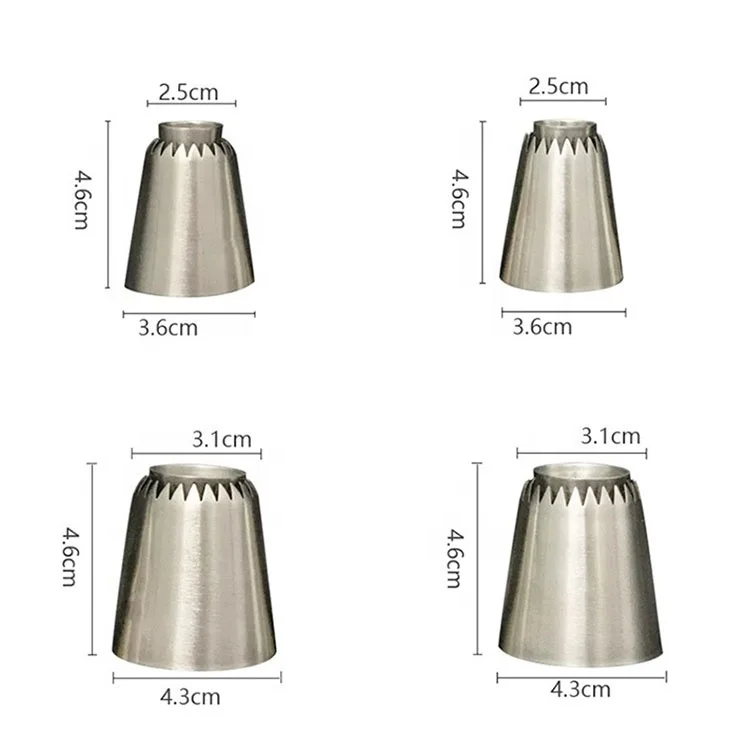 Stainless Steel Romia Nozzle Large Size Cookie Icing Piping Tips Cake Decorating Nozzles
