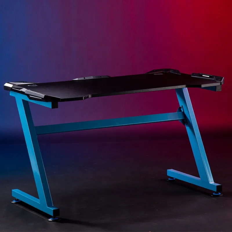 Electric Gaming Desk Computer Table Metal Frame with LED Light, Cup Holder, Headphone Hook, Cable Hole