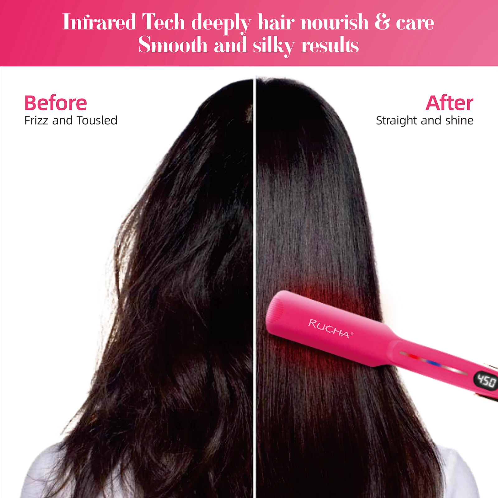 Custom 2 In 1 500F Titanium Flat Iron Private Label Hair Straightener Professional Infrared Hair Straightener