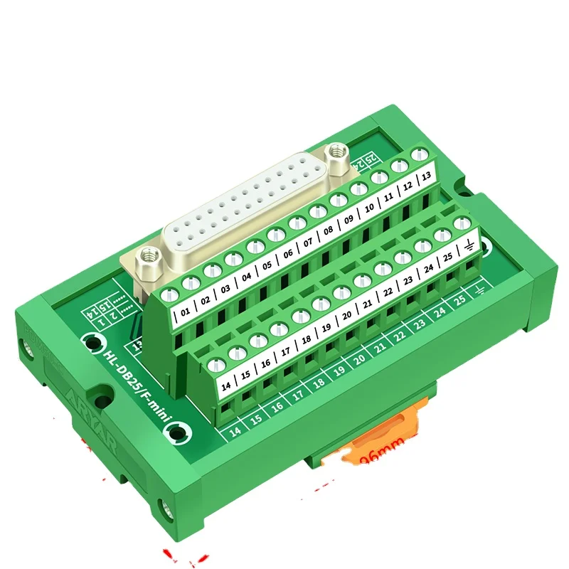 Dual DB25 D-Sub DIN Rail Mount Interface Module RS232 DB25 Connector,DB25/F-MINI and DB25-Male to Male 1M Cable