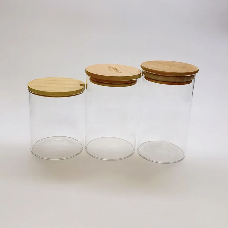 Wholesale 500ml Glass Jars High Borolicicate Glass Jar With Bamboo Lid Glass Storage Jar For Food