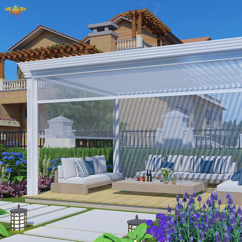 Outdoor Factory Supplying Modern New Design Aluminium Awning Gazebos Pergola with led light custom aluminium pergola