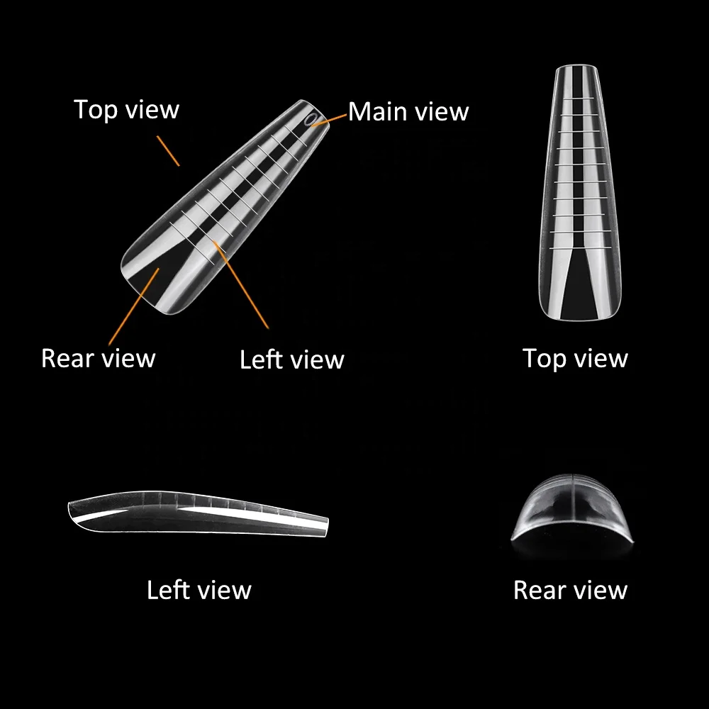 Gelsky Thinner And Fitted Plastic Nail Form Quick Building Mold Extra Long Nail Extension Coffin Dual Form