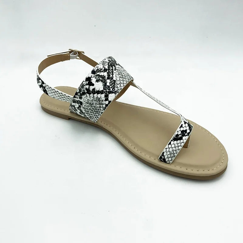 Snake PU Ladies sandals summer sandals for women Fashion sandals with flat bottom