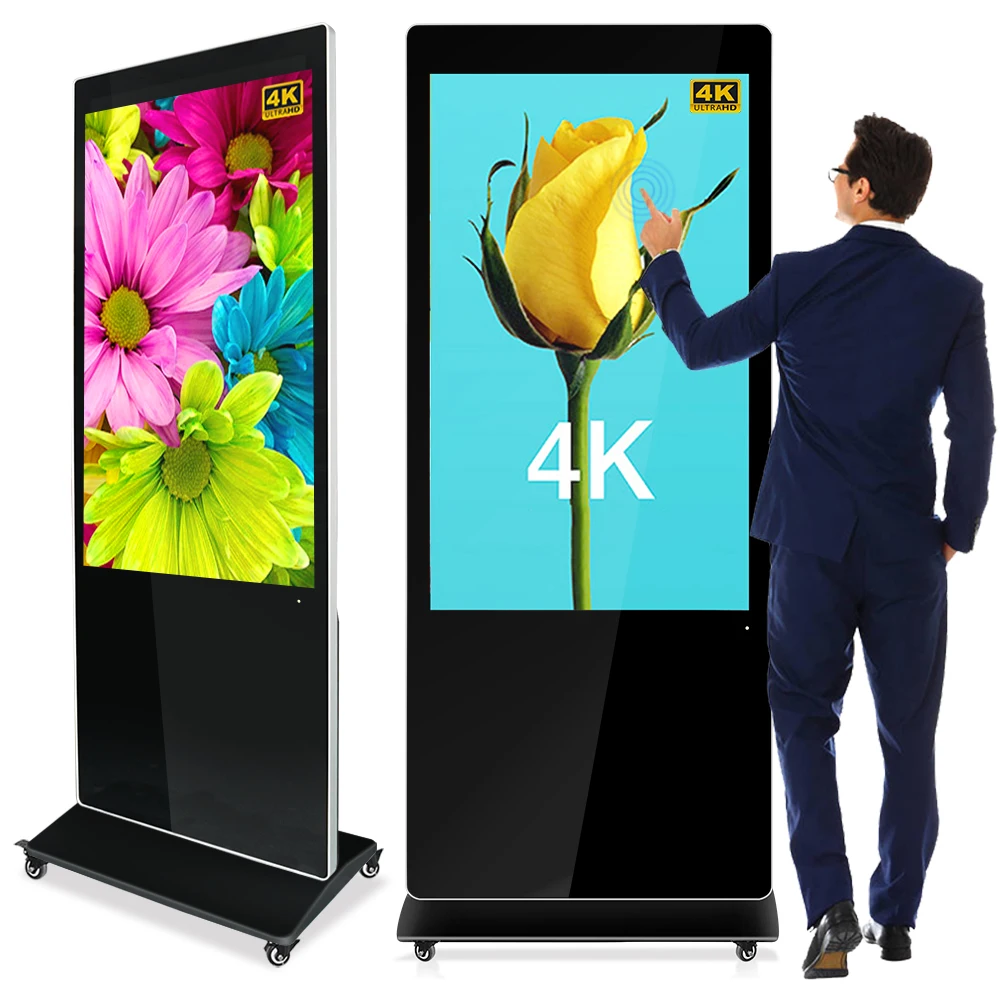 Dynamic 32 43 55 65 Inch Indoor Digital Signage 2K LCD Totem Touch Screen Robust Design for Public Spaces and Retail