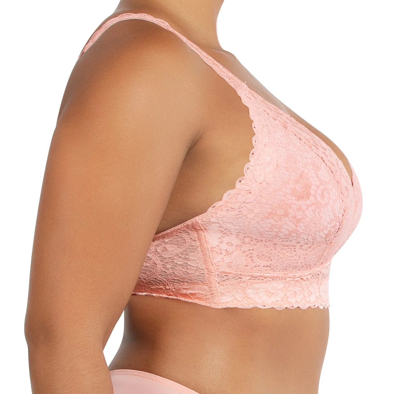 Ladymate ODM/OEM Sujetador De Realce Con Encaje Women Full Figured Supportive Wirefree Bra With J-Hook Lace Bralette Plus Size