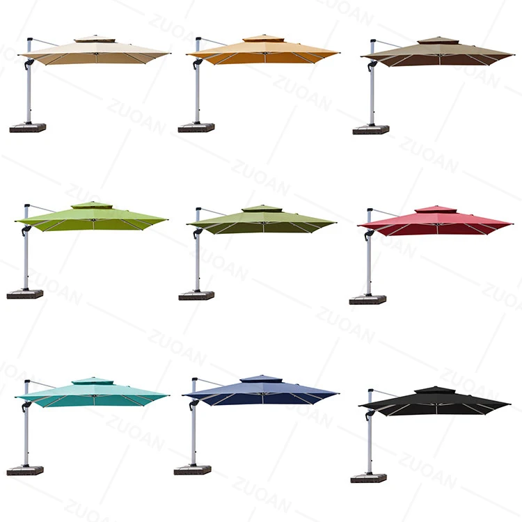 2022 Large Top Sale Waterproof Double Canopy Outdoor Umbrella 11ft Beach Aluminum Cantilever Garden Parasols Patio Umbrellas