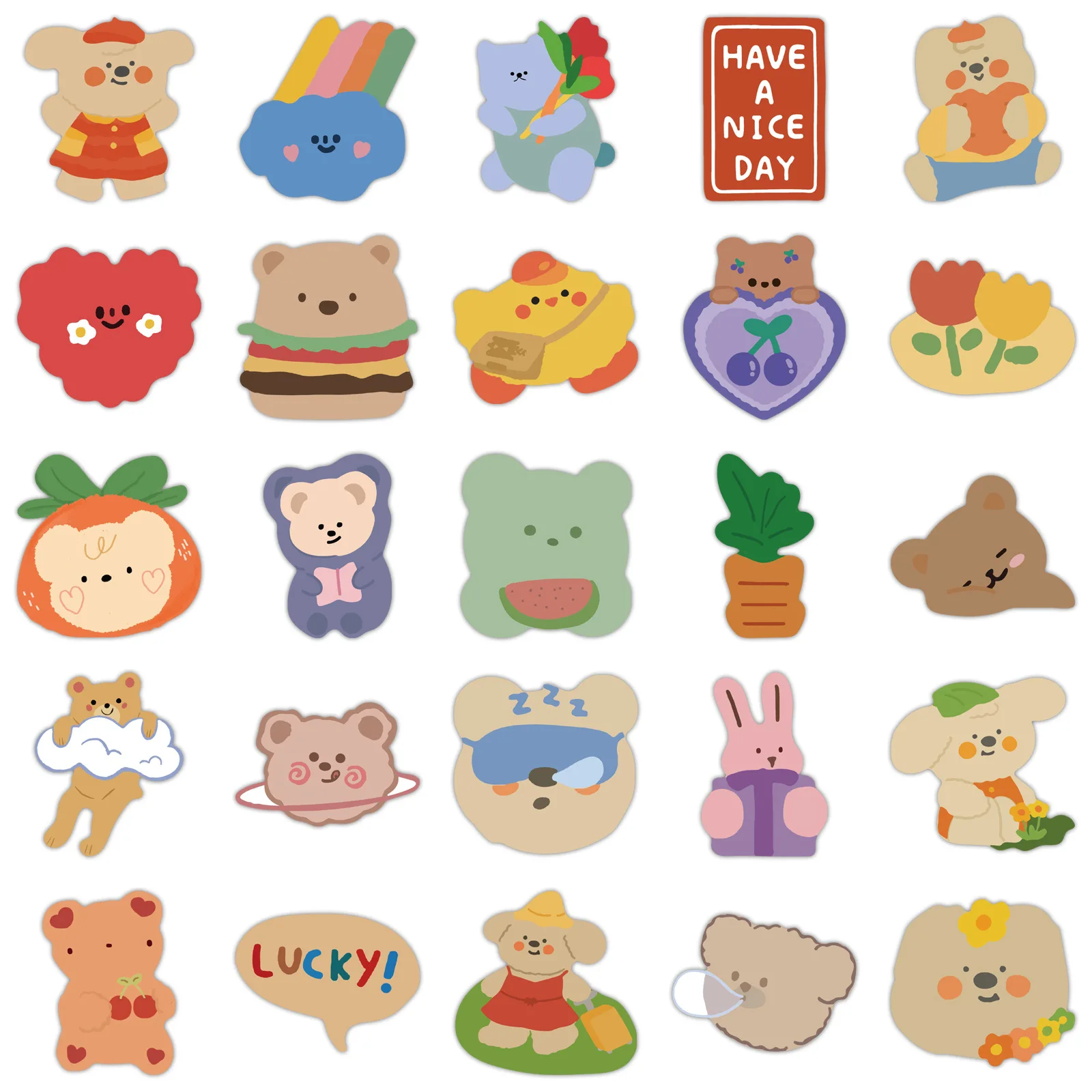 50pcs/Pack 2021 New Cartoon Cute Anime Bear Graffiti Suitcase Guitar Refrigerator Waterproof Stickers Wholesale
