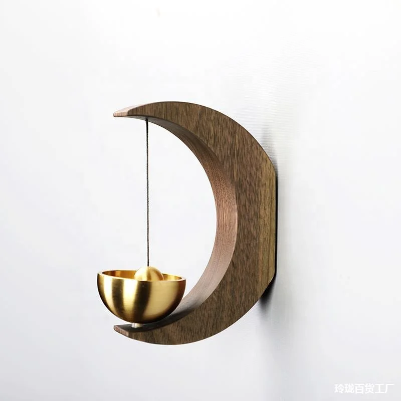 Door hanging Japanese-style wooden home shop to open the door to remind the refrigerator magnetic suction pure copper p