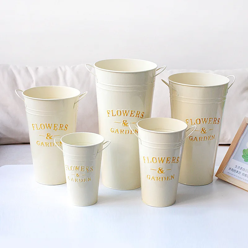 Leasylife flower tub Best Selling Metal Garden Planters Flower Pots for Decor Rustic Flower Bucket